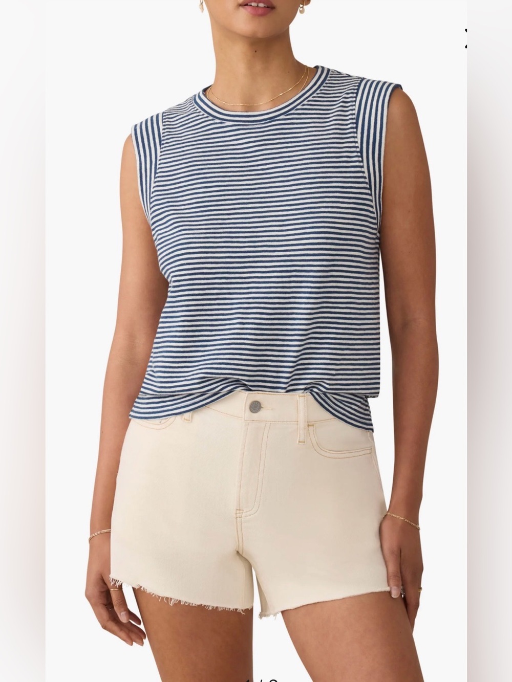 Faherty Sunwashed Stripe Organic Cotton Slub Muscle Tank Size M NWOT